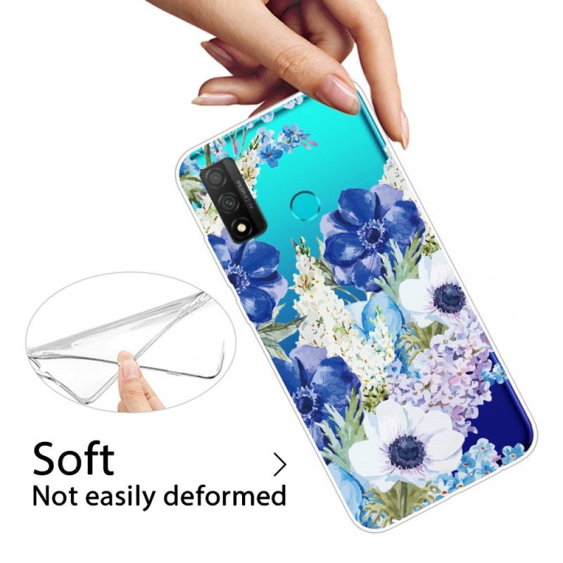 Hülle Huawei P Smart 2020 Transparente Aquarellblaue Blüten