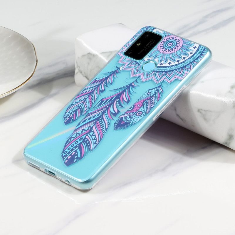 Hülle Huawei P Smart 2020 Transparente Blaue Federn Des Traumfängers