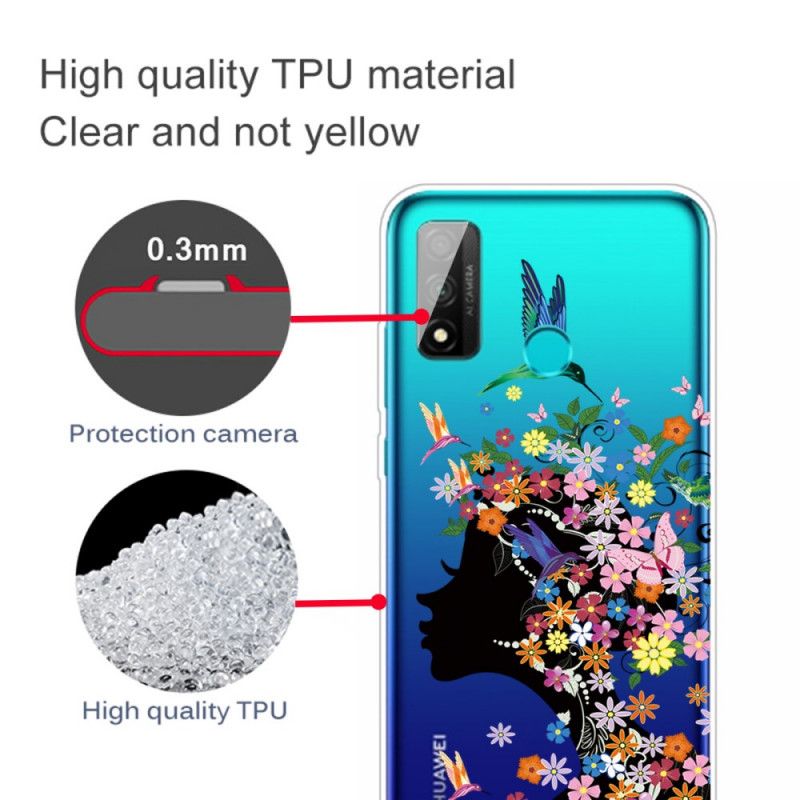 Hülle Huawei P Smart 2020 Transparentes Blumenmädchen