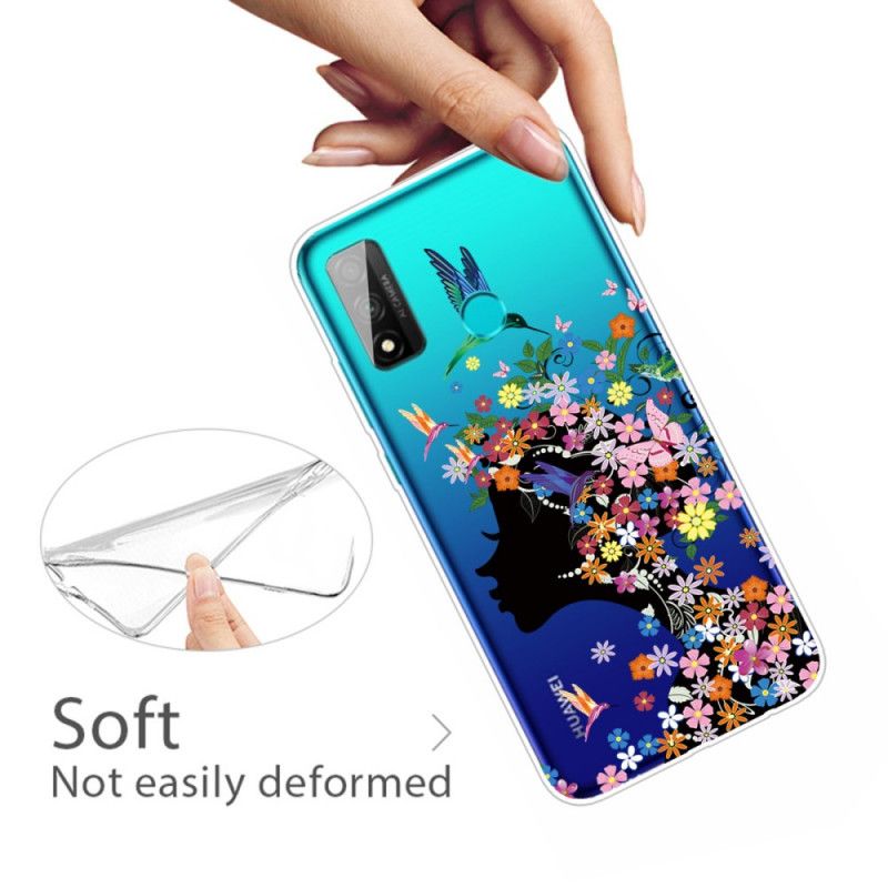 Hülle Huawei P Smart 2020 Transparentes Blumenmädchen