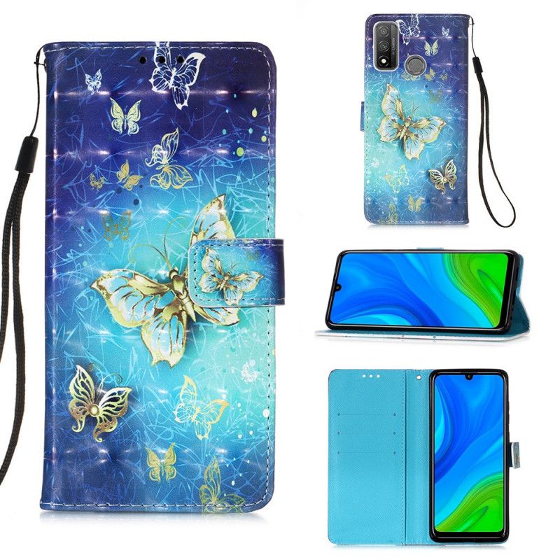 Lederhüllen Für Huawei P Smart 2020 Goldene Tanga-Schmetterlinge