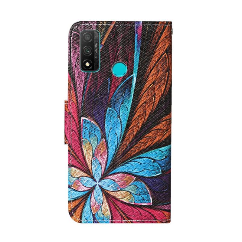 Lederhüllen Huawei P Smart 2020 Farbige Blätter Mit Riemen