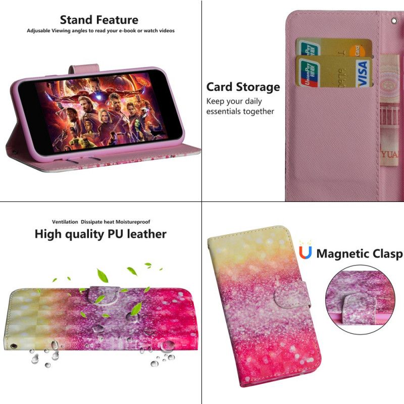 Lederhüllen Huawei P Smart 2020 Gradient Magenta Glitter