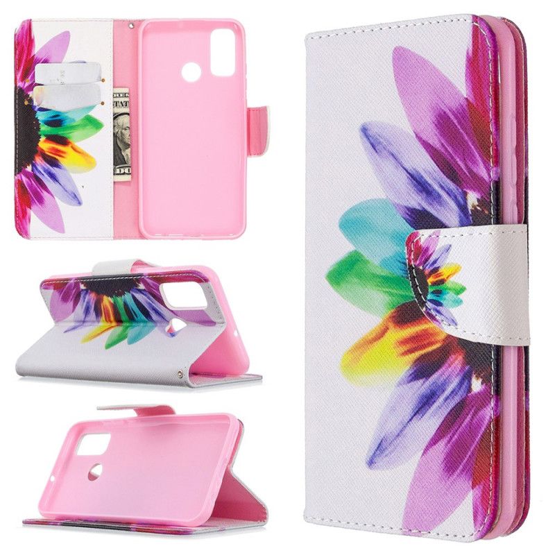 Lederhüllen Huawei P Smart 2020 Handyhülle Aquarellblume