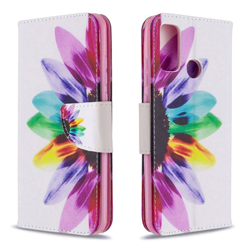 Lederhüllen Huawei P Smart 2020 Handyhülle Aquarellblume