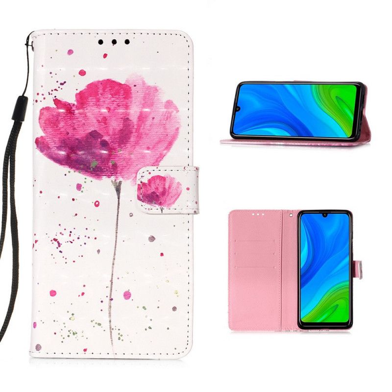 Lederhüllen Huawei P Smart 2020 Handyhülle Aquarellmohn