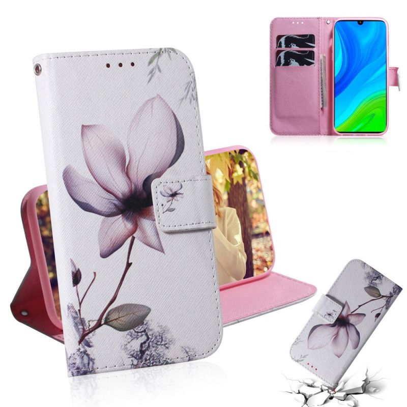 Lederhüllen Huawei P Smart 2020 Handyhülle Eine Rosa Blume