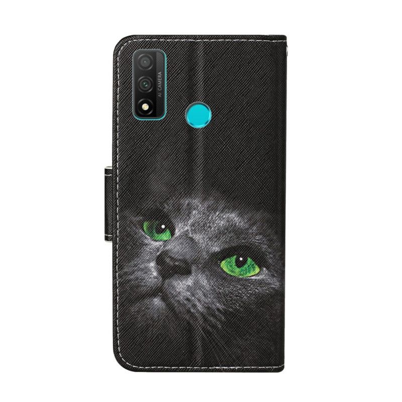 Lederhüllen Huawei P Smart 2020 Handyhülle Grüne Katzenaugen Mit Tanga