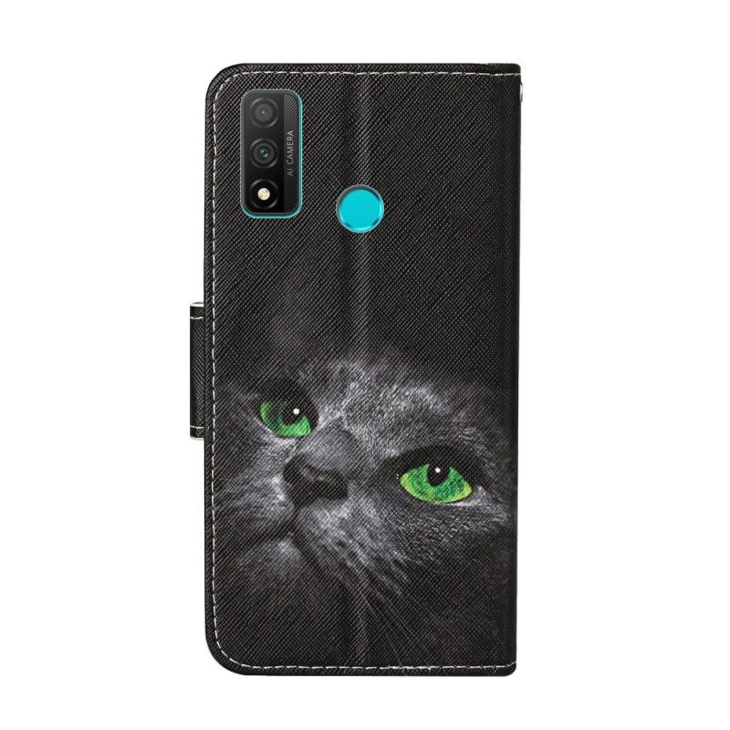 Lederhüllen Huawei P Smart 2020 Handyhülle Grüne Katzenaugen Mit Tanga