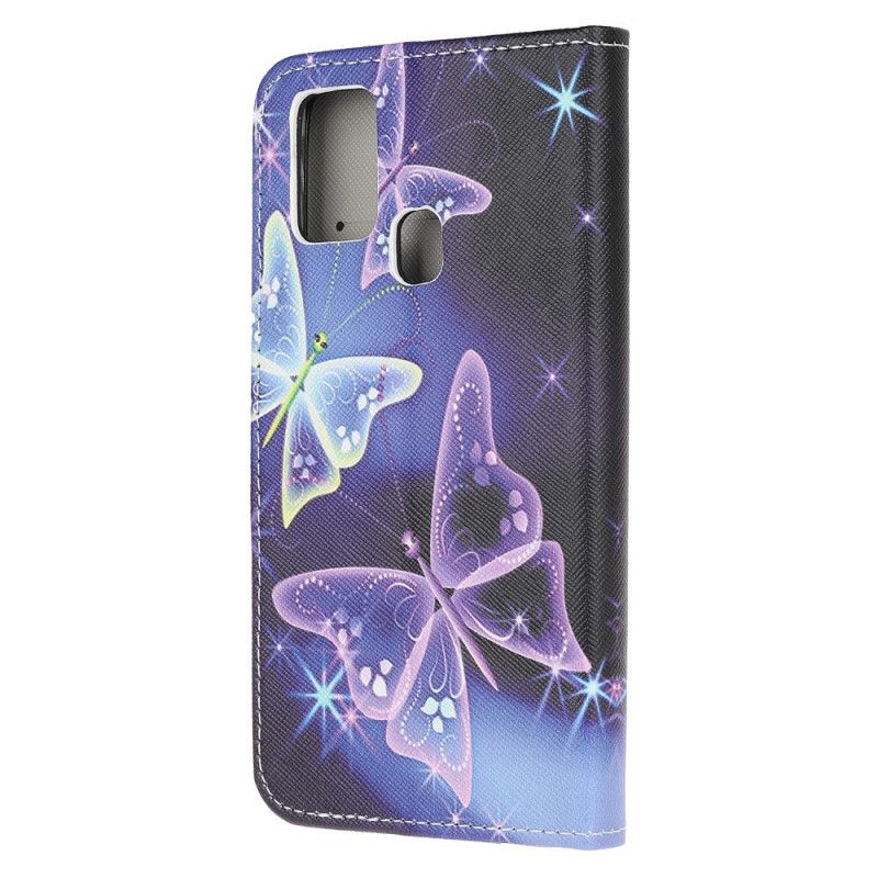 Lederhüllen Huawei P Smart 2020 Neonschmetterlinge