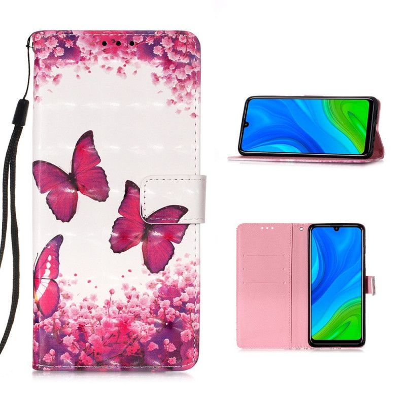 Lederhüllen Huawei P Smart 2020 Rote Tanga-Schmetterlinge
