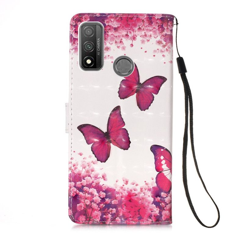 Lederhüllen Huawei P Smart 2020 Rote Tanga-Schmetterlinge