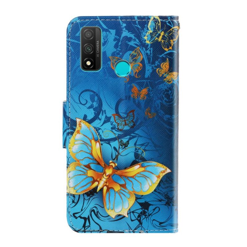 Lederhüllen Huawei P Smart 2020 Schwarz Schmetterlingsvariationen Mit Tanga