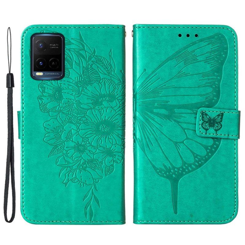 Flip Case Für Vivo Y33s Schmetterlingsdesign