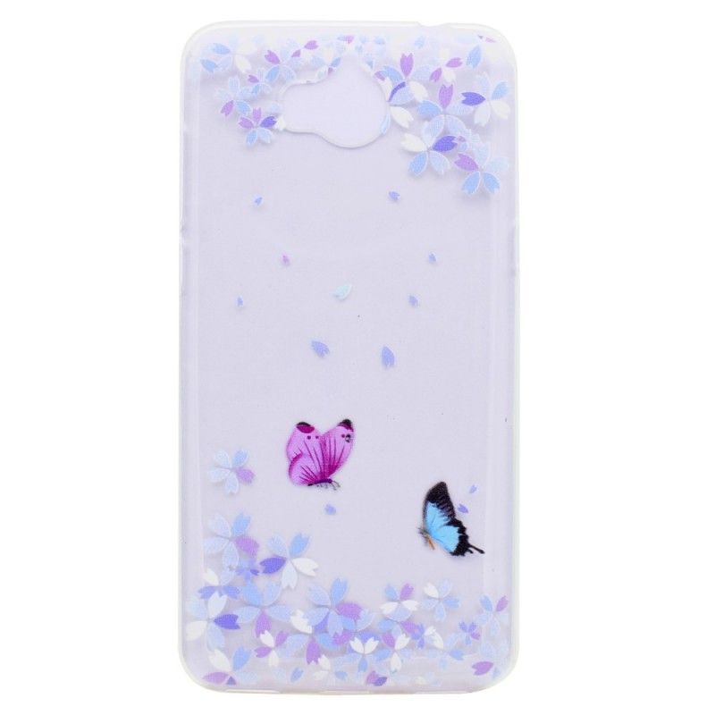 Hülle Huawei Y6 2017 Transparente Schmetterlinge Und Blumen