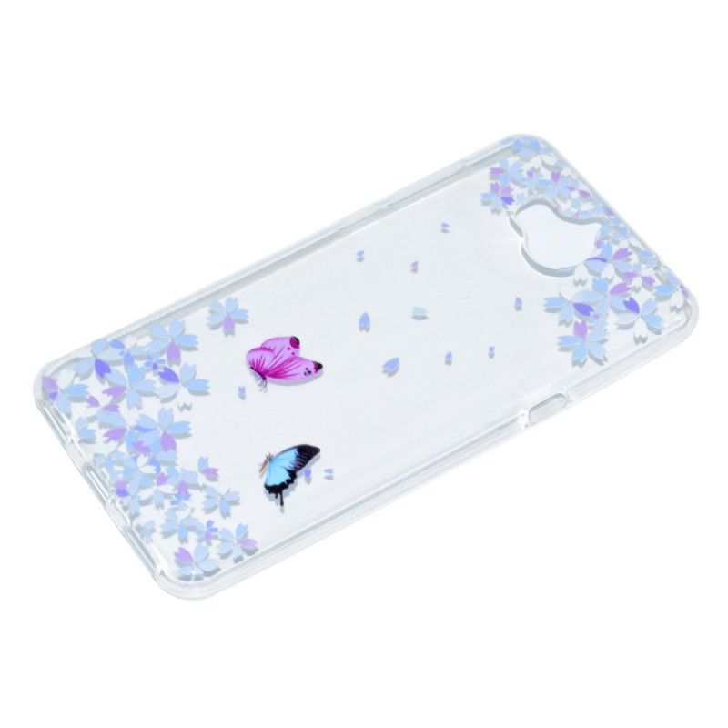 Hülle Huawei Y6 2017 Transparente Schmetterlinge Und Blumen