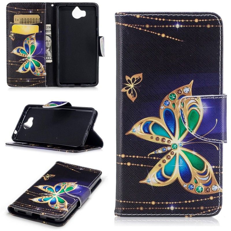 Lederhüllen Für Huawei Y6 2017 Magischer Schmetterling