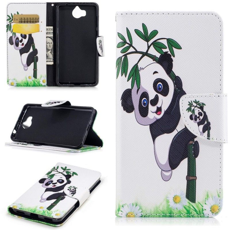 Lederhüllen Huawei Y6 2017 Panda Auf Bambus