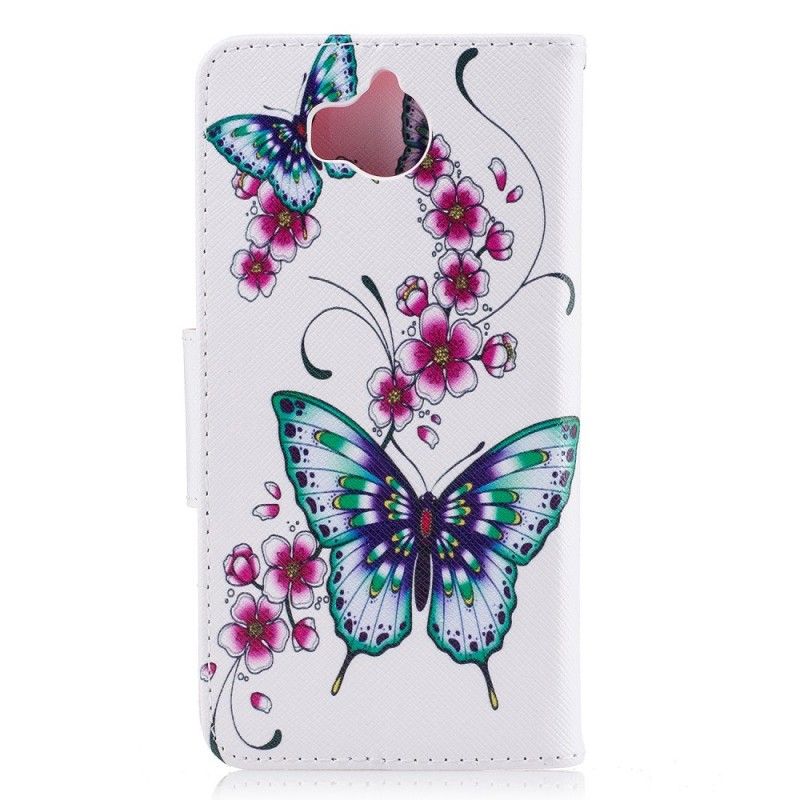 Lederhüllen Huawei Y6 2017 Wundervolle Schmetterlinge