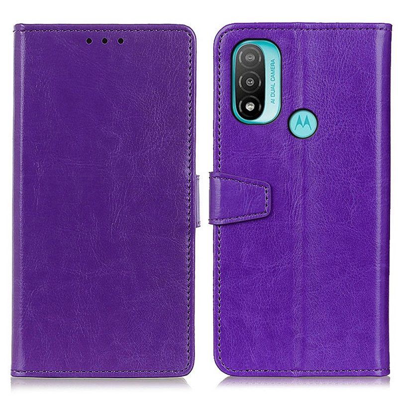 Flip Case Für Moto E40 / E30 / E20 Einfacher Glänzender Ledereffekt