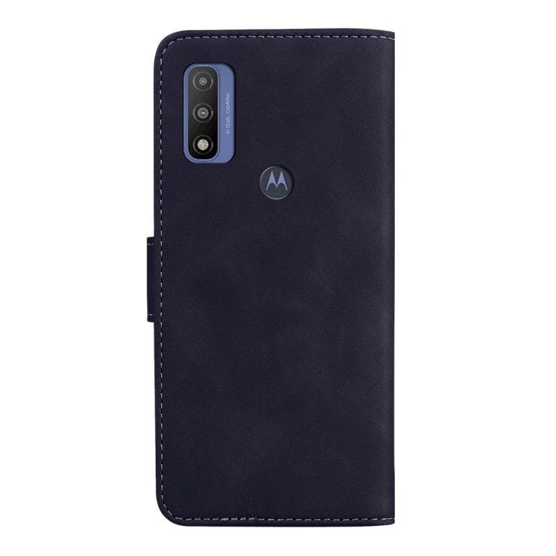 Flip Case Für Moto E40 / E30 / E20 Monochromer Ledereffekt