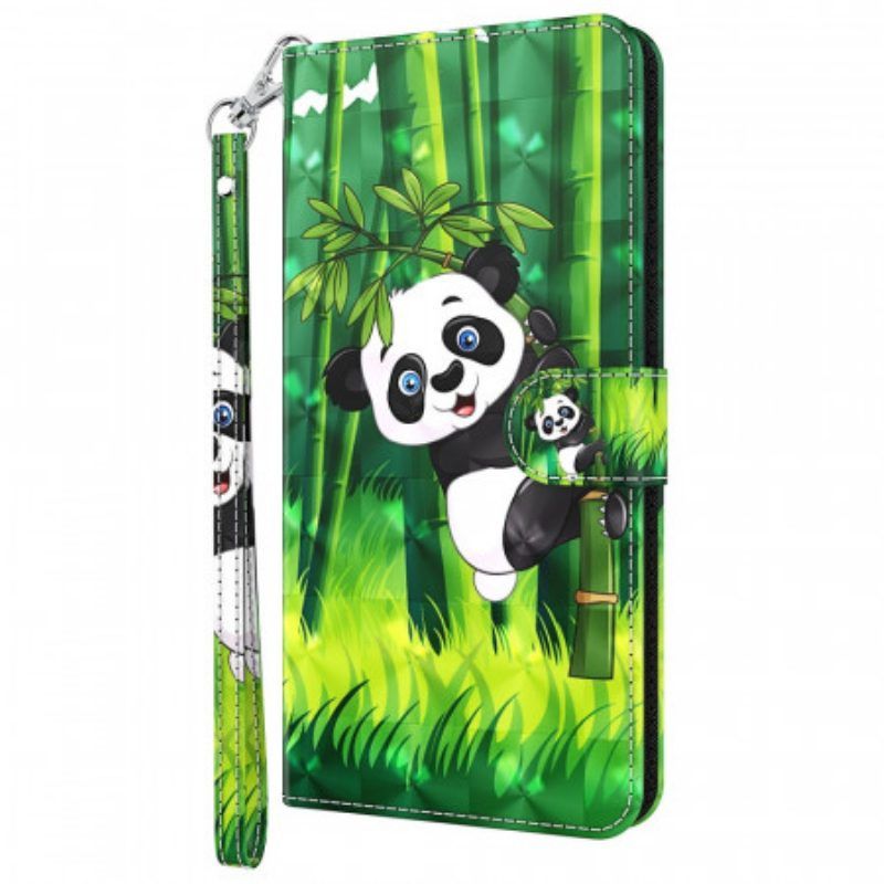Flip Case Für Moto E40 / E30 / E20 Panda Und Bambus