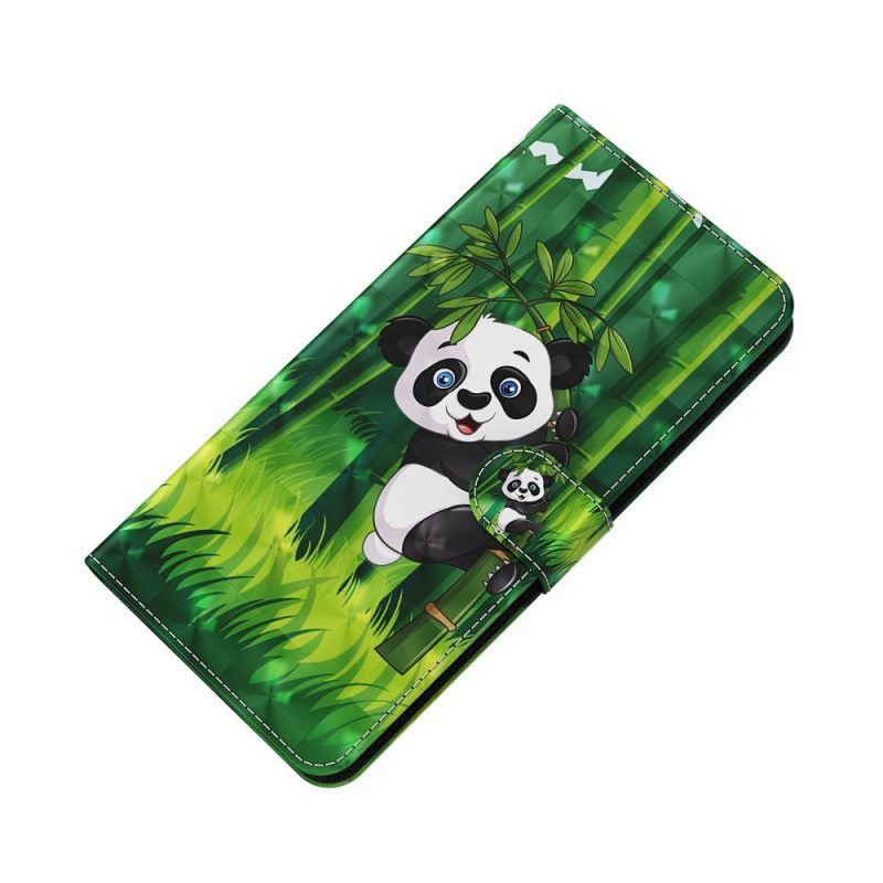 Flip Case Für Moto E40 / E30 / E20 Panda Und Bambus
