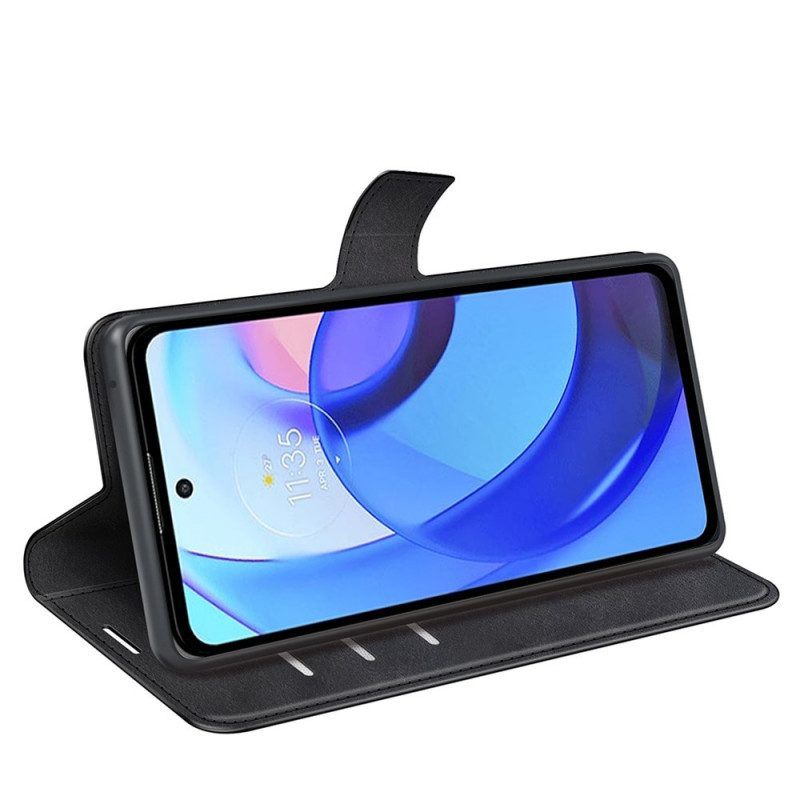 Flip Case Für Moto E40 / E30 / E20 Schlanker. Extremer Ledereffekt