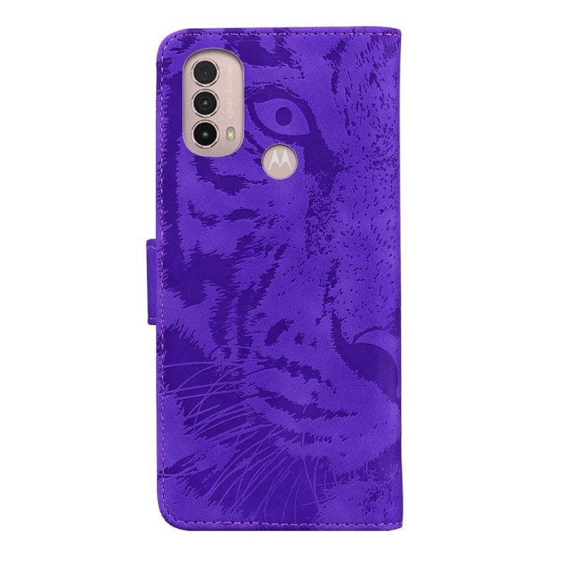 Flip Case Für Moto E40 / E30 / E20 Tiger-gesichtsdruck