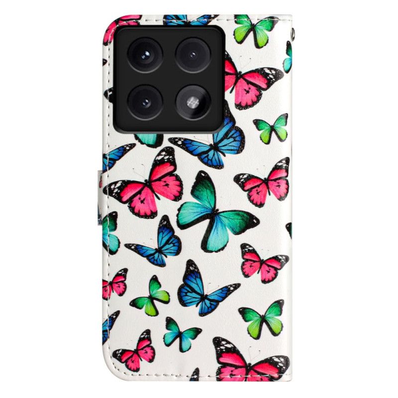 Lederhüllen Xiaomi 14t Bunte Schmetterlinge