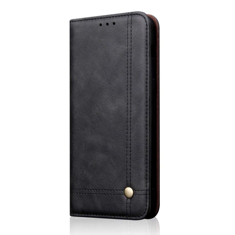 Flip Case Huawei P30 Pro Schwarz Genähter Ledereffekt