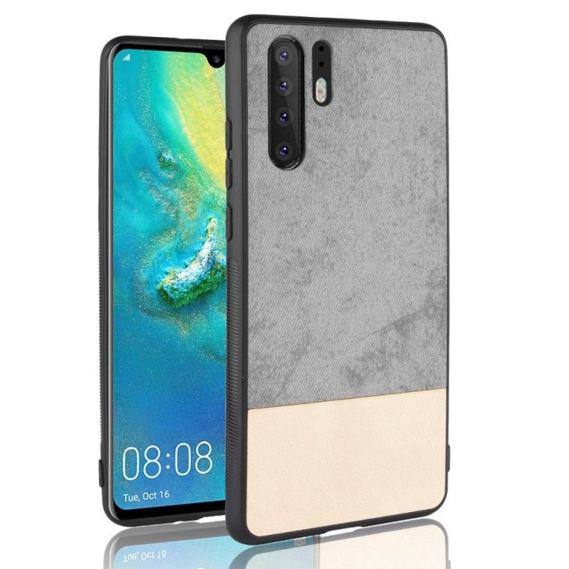 Hülle Für Huawei P30 Pro Schwarz Zweifarbiges Kunstleder