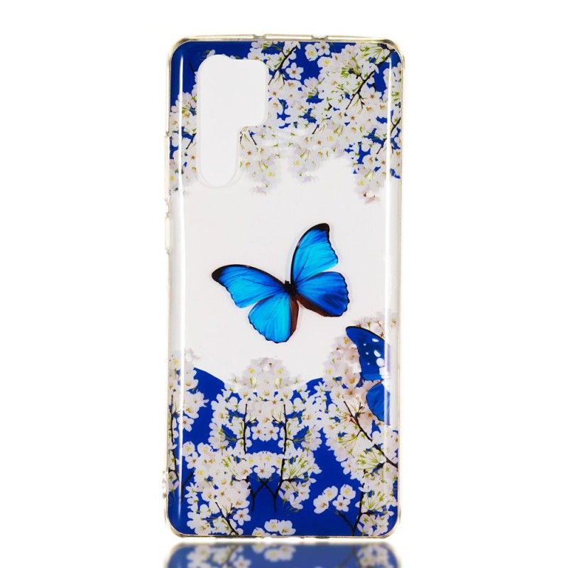 Hülle Huawei P30 Pro Blauer Schmetterling Und Winterblumen