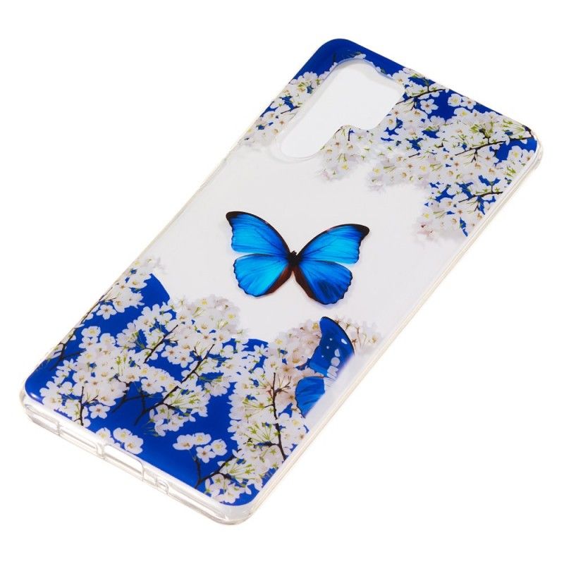 Hülle Huawei P30 Pro Blauer Schmetterling Und Winterblumen