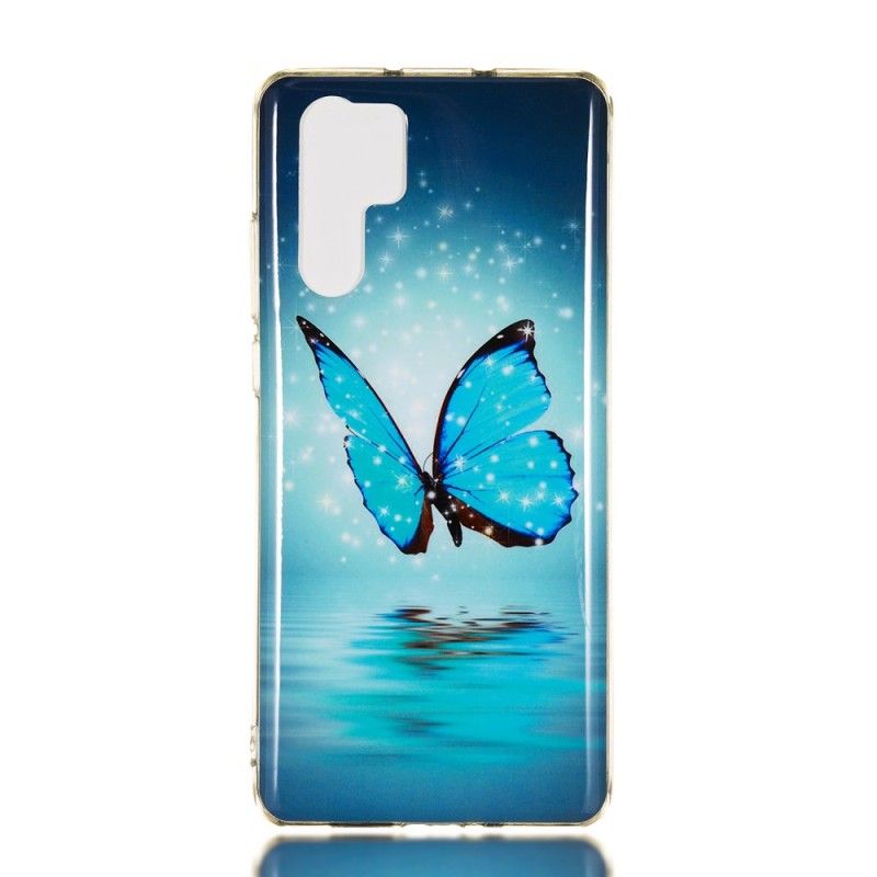 Hülle Huawei P30 Pro Handyhülle Fluoreszierender Blauer Schmetterling