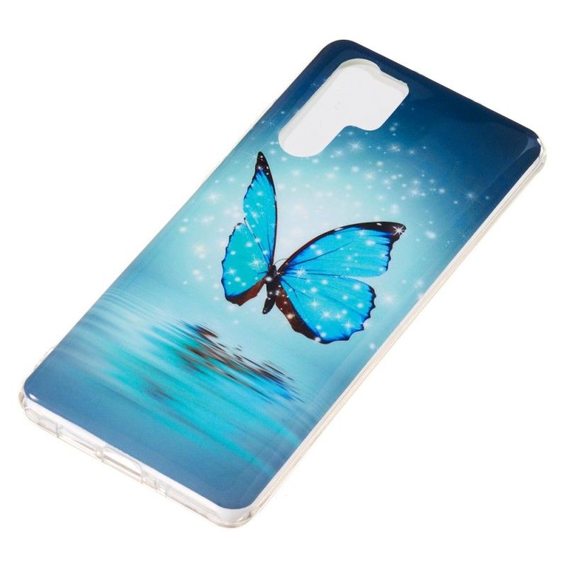 Hülle Huawei P30 Pro Handyhülle Fluoreszierender Blauer Schmetterling