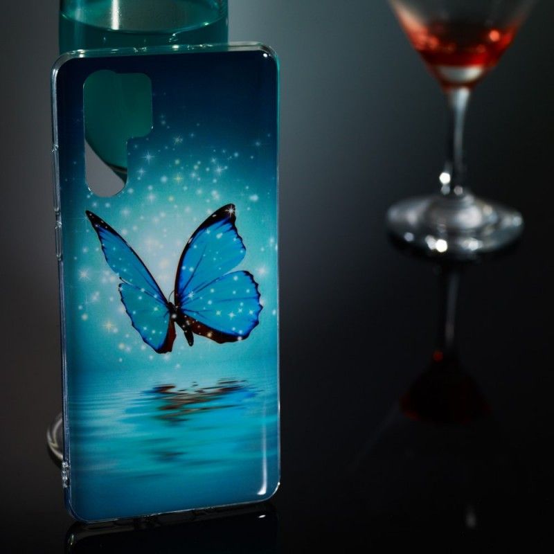 Hülle Huawei P30 Pro Handyhülle Fluoreszierender Blauer Schmetterling