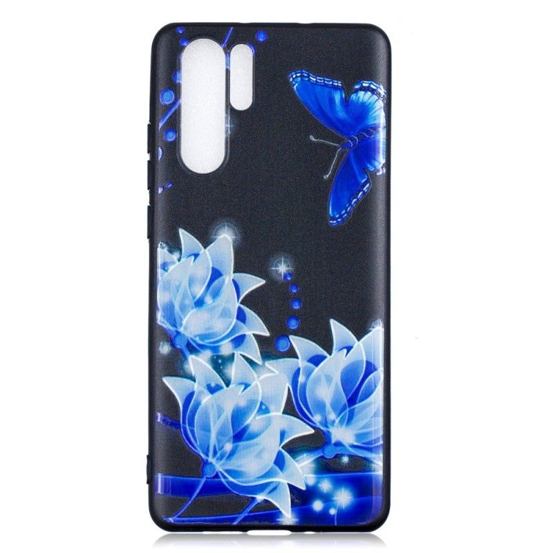 Hülle Huawei P30 Pro Schmetterling Und Blaue Blüten