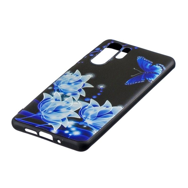 Hülle Huawei P30 Pro Schmetterling Und Blaue Blüten