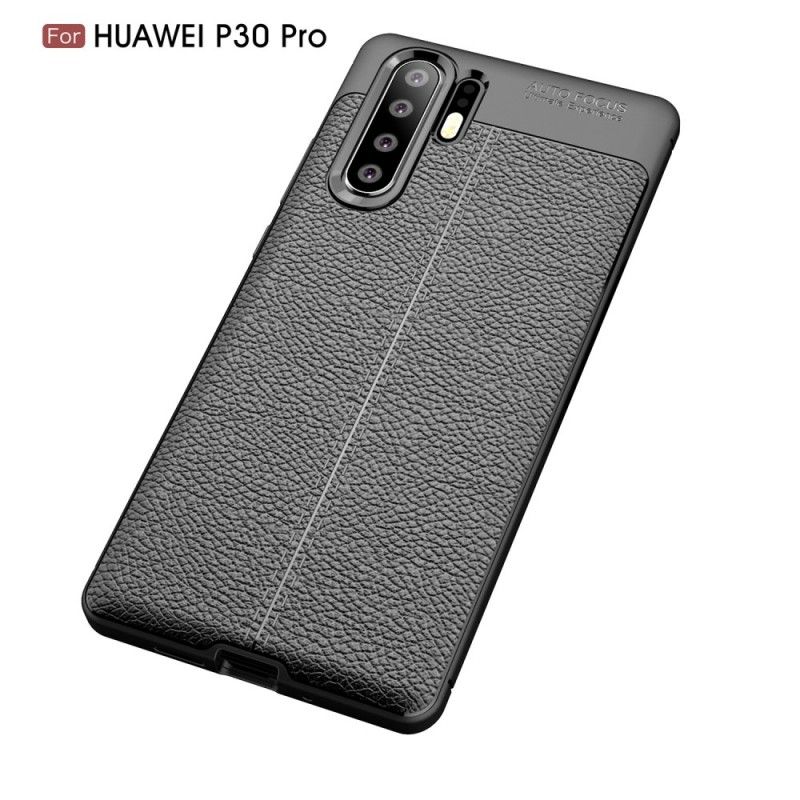 Hülle Huawei P30 Pro Schwarz Doppellinien-Litschileder-Effekt