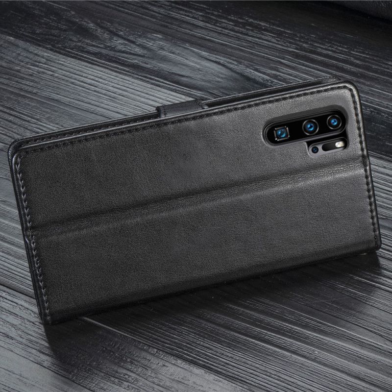 Lederhüllen Für Huawei P30 Pro Schwarz Kunstleder Und Vintage-Verschluss