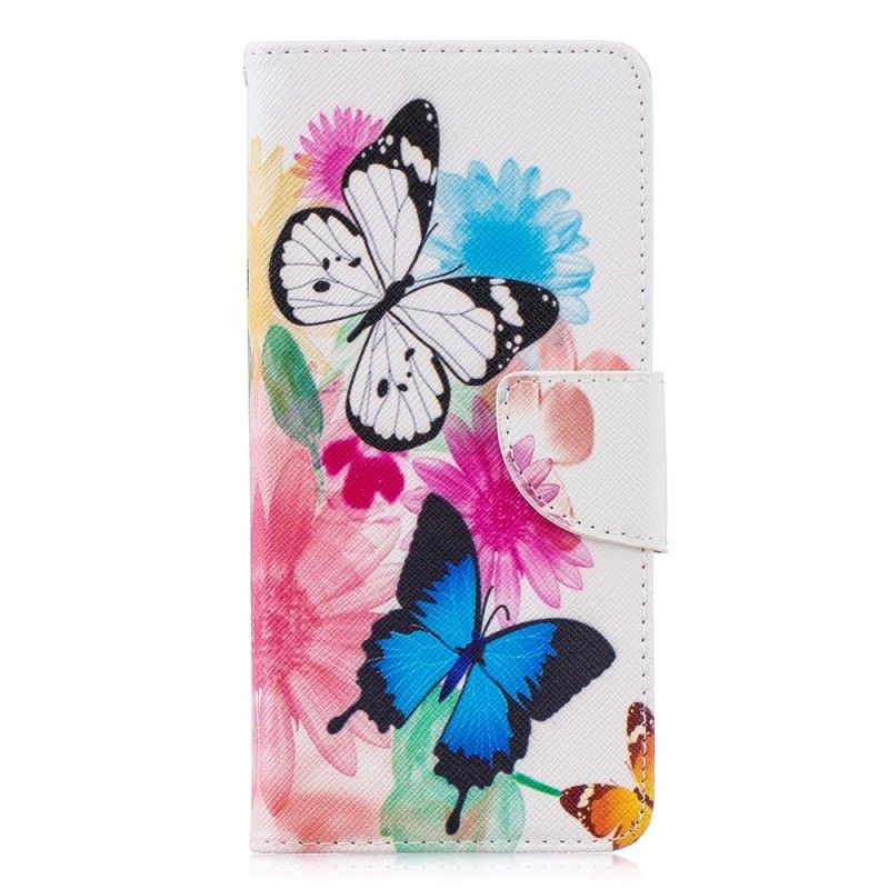 Lederhüllen Huawei P30 Pro Bemalte Schmetterlinge Und Blumen