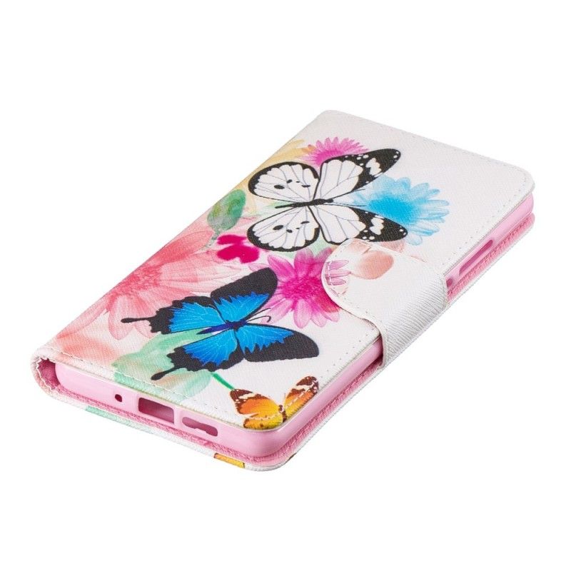 Lederhüllen Huawei P30 Pro Bemalte Schmetterlinge Und Blumen