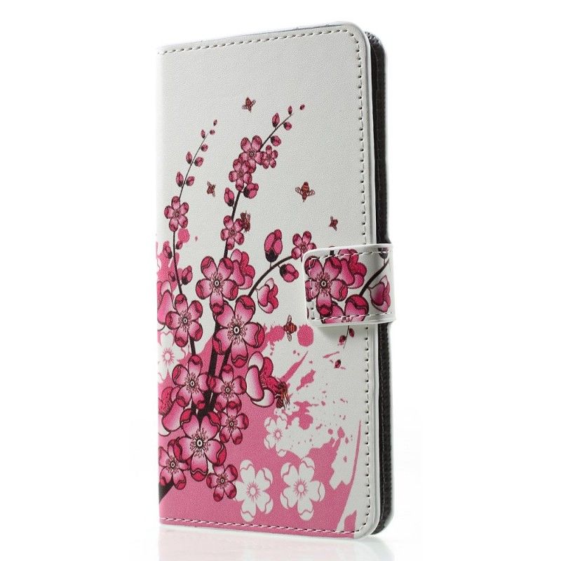 Lederhüllen Huawei P30 Pro Pink Tropische Blumen