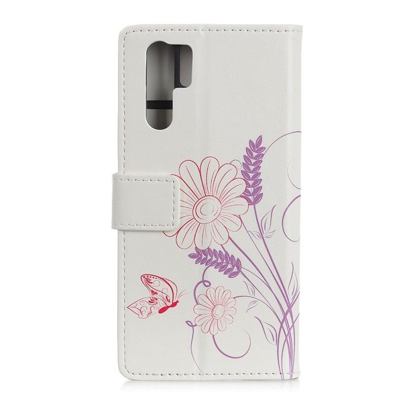 Lederhüllen Huawei P30 Pro Schmetterlinge Und Blumen Zeichnen