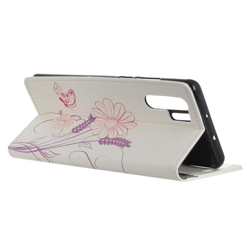 Lederhüllen Huawei P30 Pro Schmetterlinge Und Blumen Zeichnen