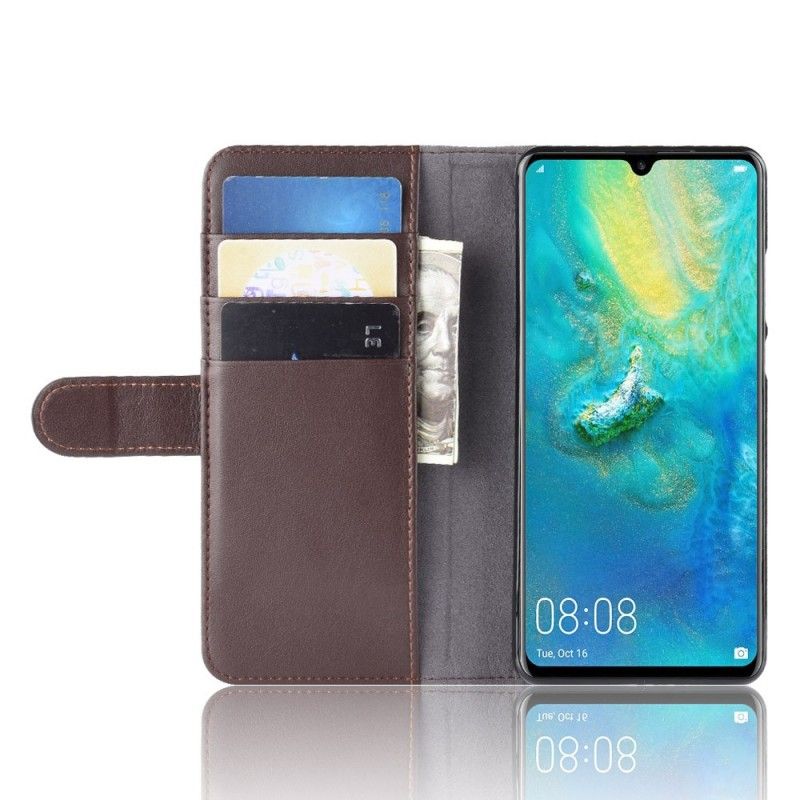 Lederhüllen Huawei P30 Pro Schwarz Handyhülle Gespaltenes Leder