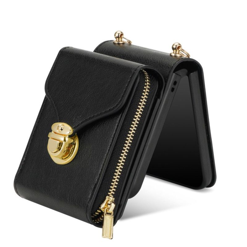 Case Samsung Galaxy Z Flip 7 Geldbörse Mit Reißverschluss Und Schultergurt