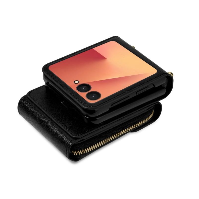 Case Samsung Galaxy Z Flip 7 Geldbörse Mit Reißverschluss Und Schultergurt