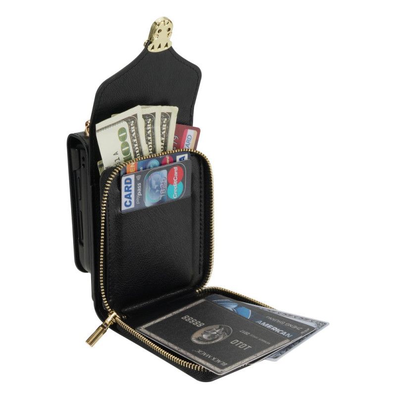 Case Samsung Galaxy Z Flip 7 Geldbörse Mit Reißverschluss Und Schultergurt